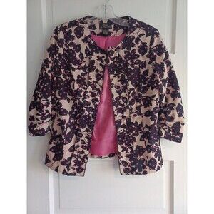 Trenz Theresa Renz floral ruffled jacket S blazer shirred sleeve work play artsy